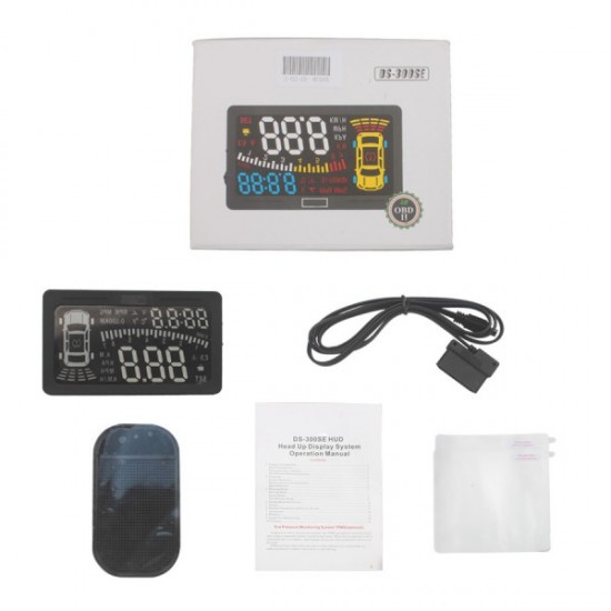 DS-300SE OBD II Heads Up Display HUD MILE KM Rpm Speed Overspeed Warning Battery Voltage Water Temp