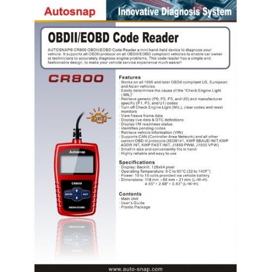 Autosnap CR800 OBDII EOBD Mini Code Reader