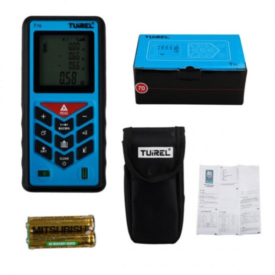 Tuirel T70 Handheld 70m/229ft/2755in Laser Distance Meter Range Finder Measure Instrument Diastimete