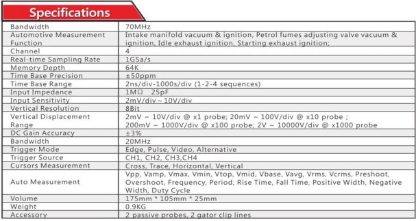 Foxwell OS100 Four Channel Automotive Measurement Oscilloscope