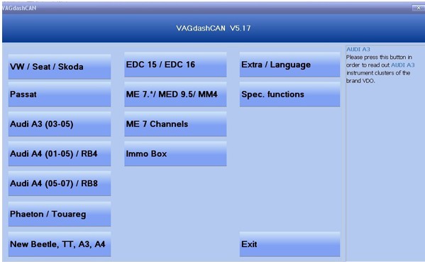 VAG dash CAN V5.17