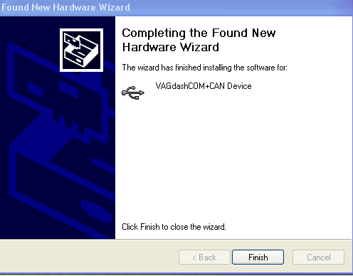 VAG DASH CAN Found New Hardware Wizard